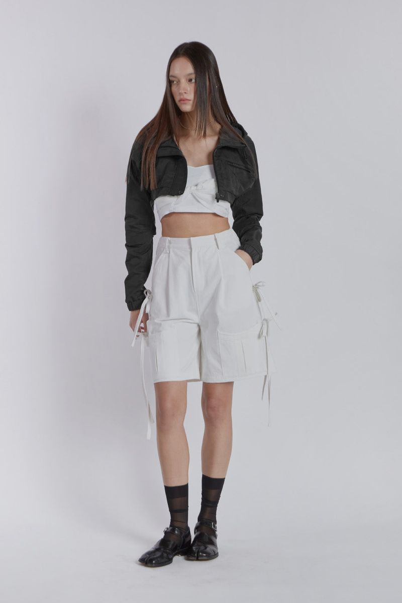 STRAP POCKET BERMUDA PANTS(WHITE)