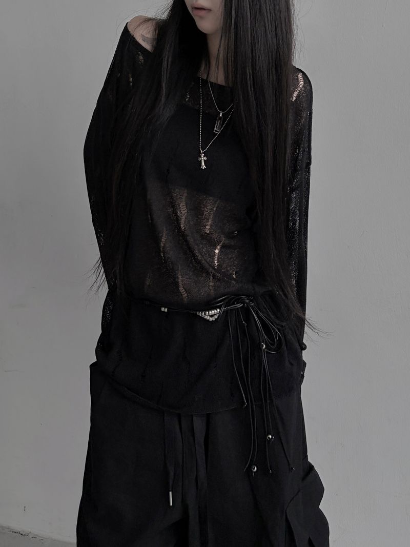 destroyed see-through knit (2color)