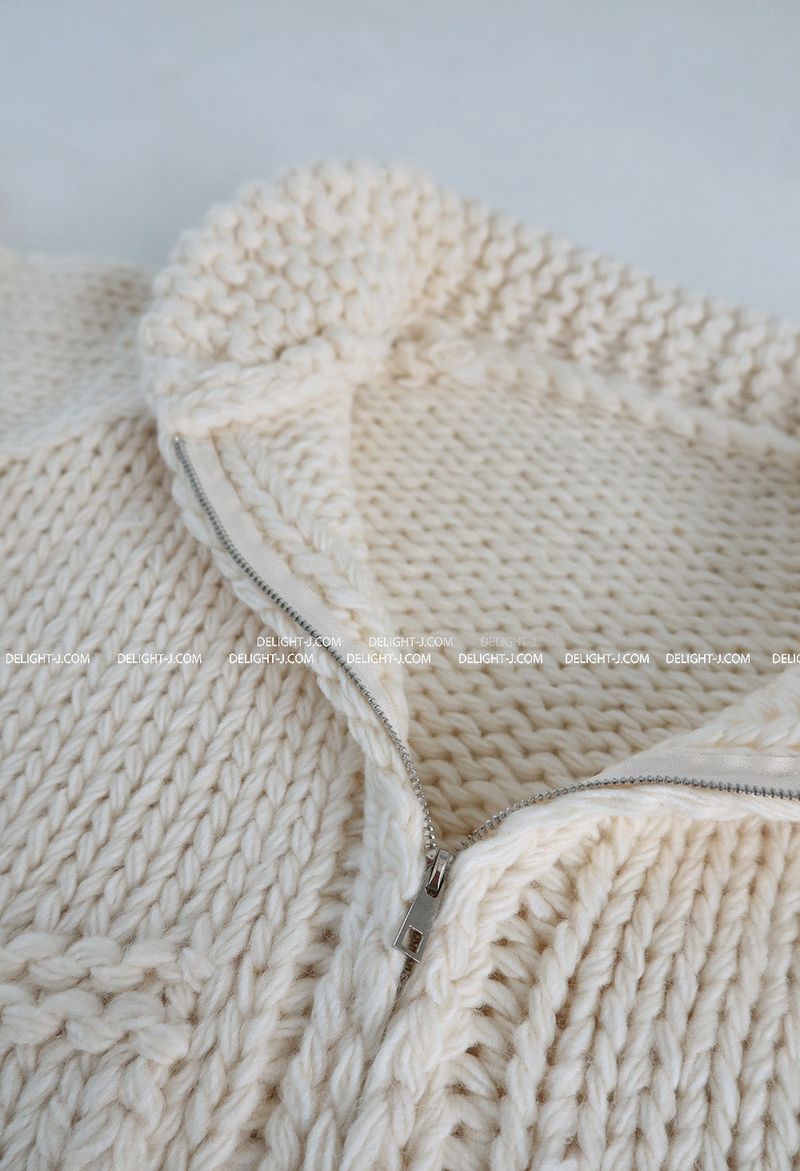 [Handmade] Wool knit zip-up jacket
