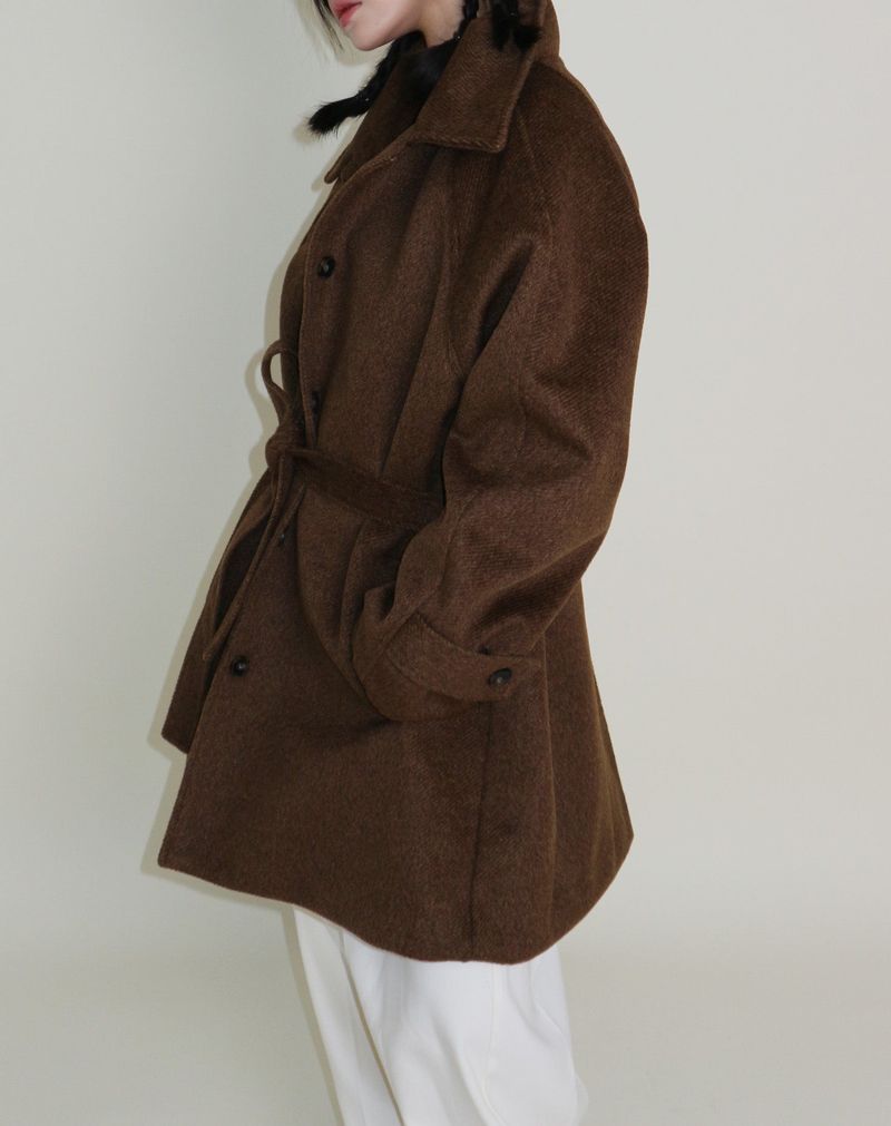 Belted Balmacan Single Alpaca Half Coat (Wool Coat/Winter Coat)