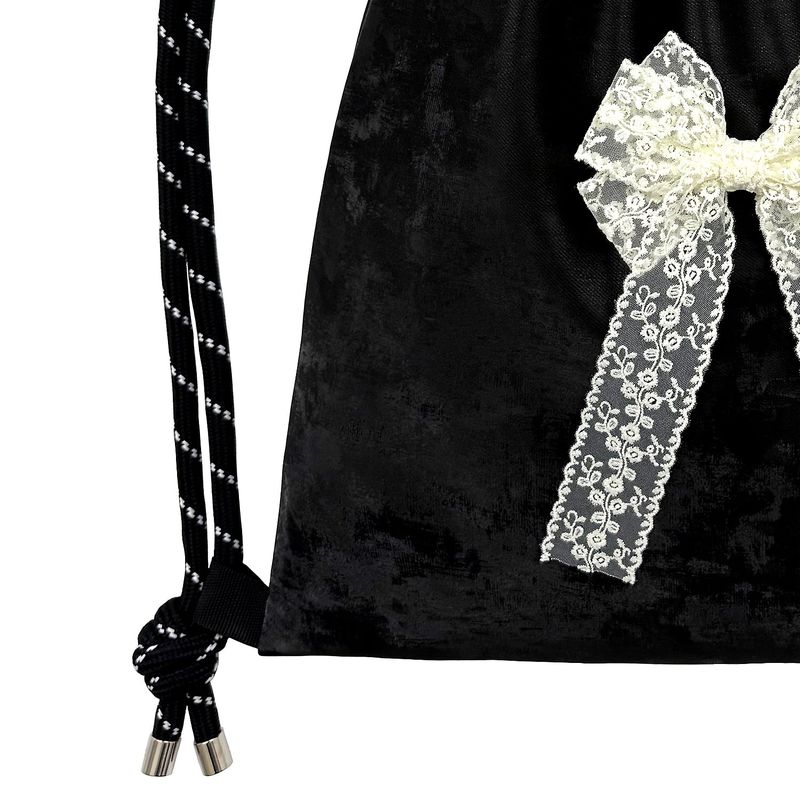 Lace Ribbon Gym Sack [Black]