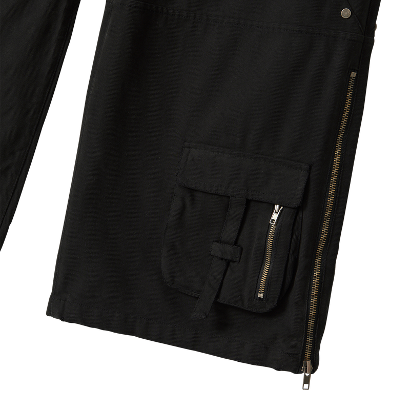 Lowrise Washed Curve Cargo Pants - BLACK