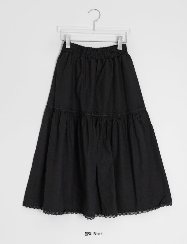 Mirato Lace Shirring Banding Long Skirt