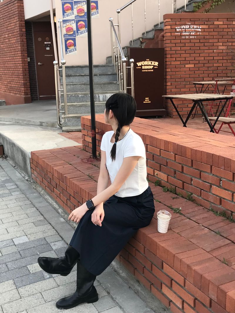 Harney button long skirt