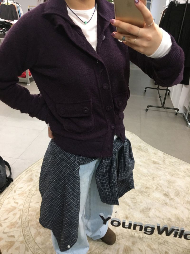Mock neck high cardigan (3color)