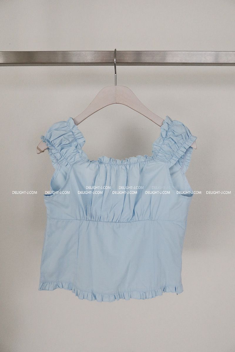 pintuck frill square off-shoulder blouse