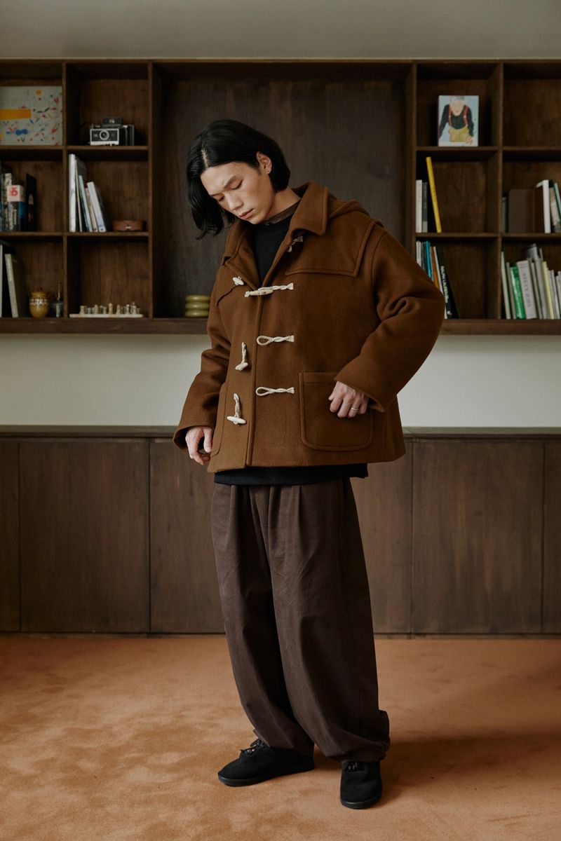unisex half duffle coat camel