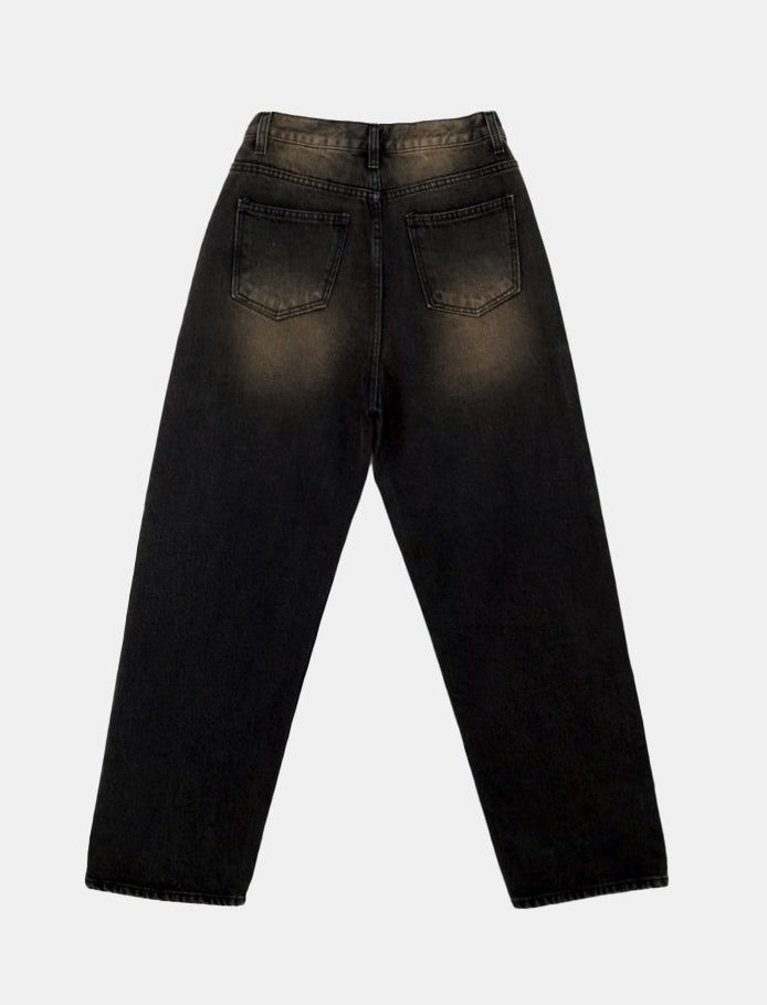 Brown Sand Brush Wide Denim Pants