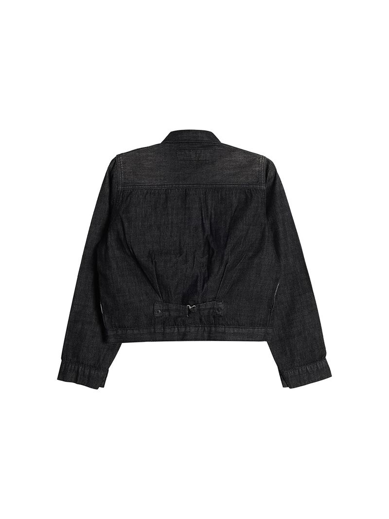 FRILL DENIM JACKET / BLACK