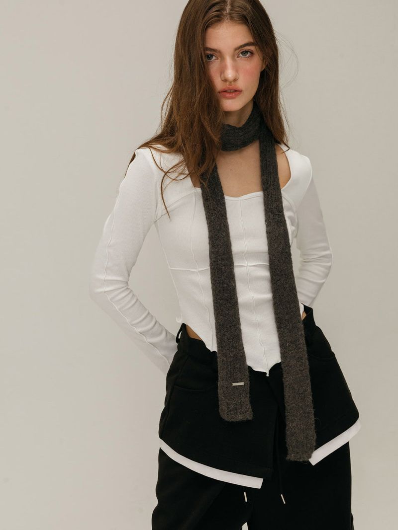 CARGO LAYERED SKIRT PANTS / BLACK