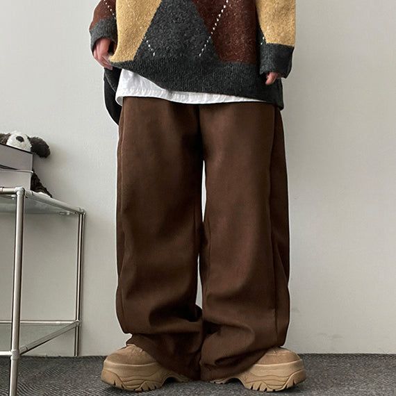 Poriside pin tuck napping corduroy wide pants [Long & short 2 short lengths!]