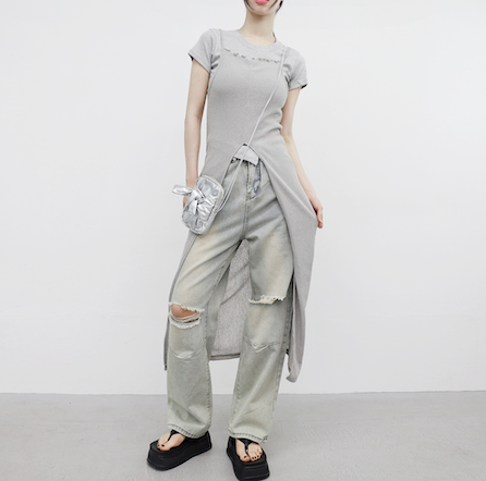 NONCODE(ノンコード)の「Chatier slit sleeveless dress(Dresses)」