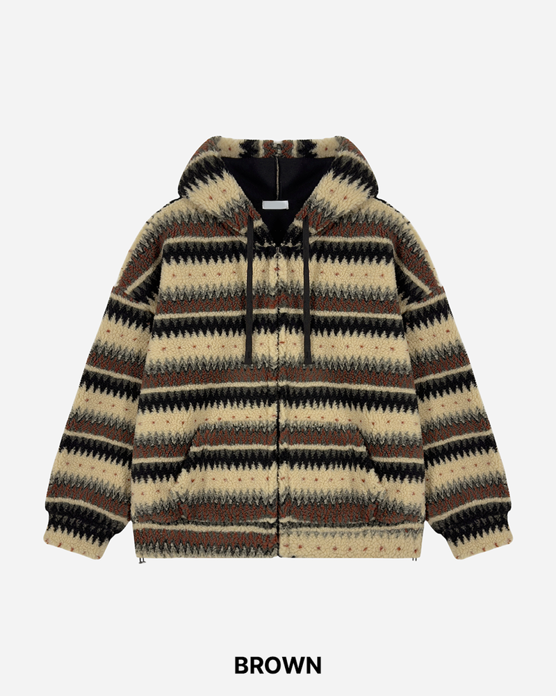Jacquard Fleece Hooded Jumper