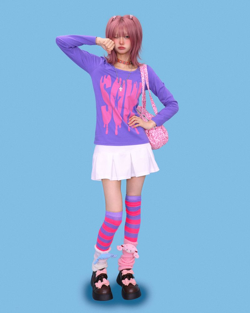kitsch purple-pink knee socks