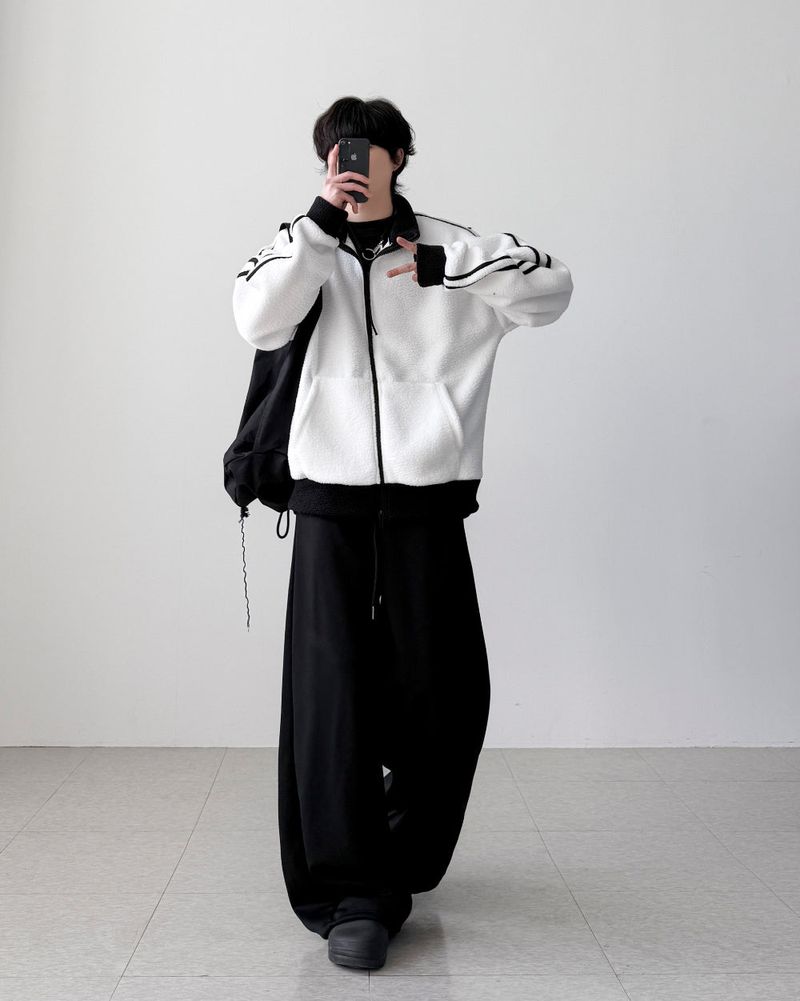 Dobby Fleece Track Zip-up
