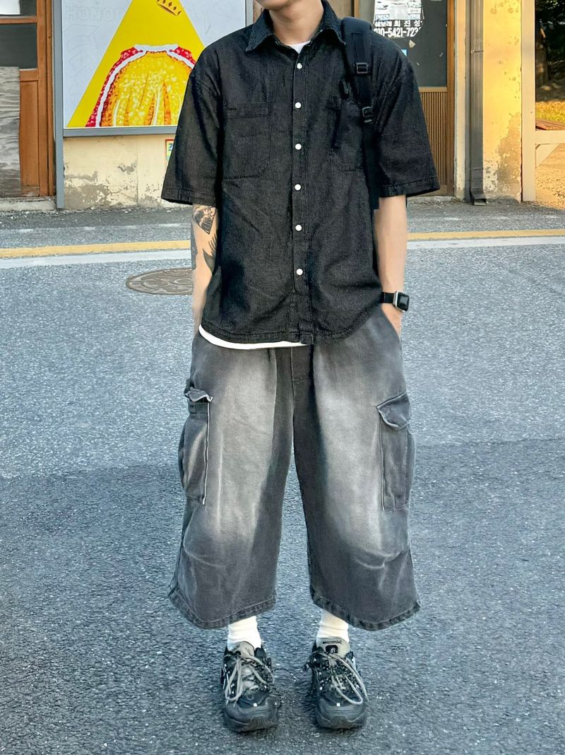 Diff denim short sleeve shirt 2C