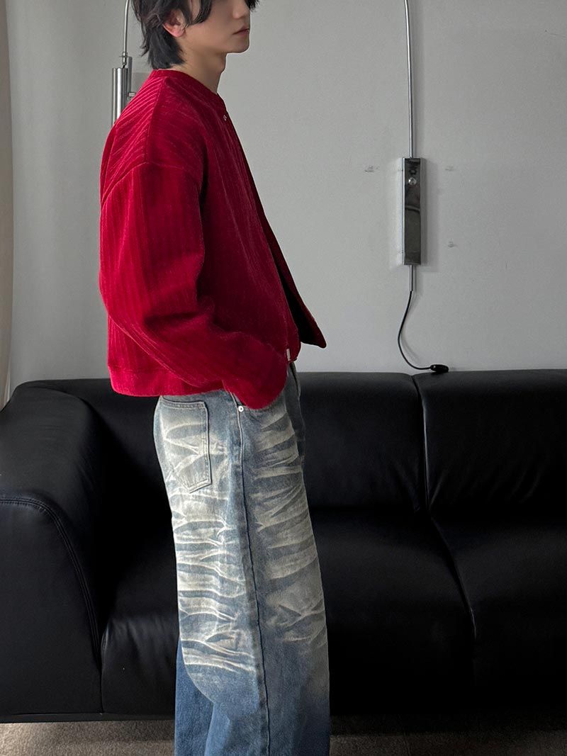 Velour Crop Cardigan (3color)