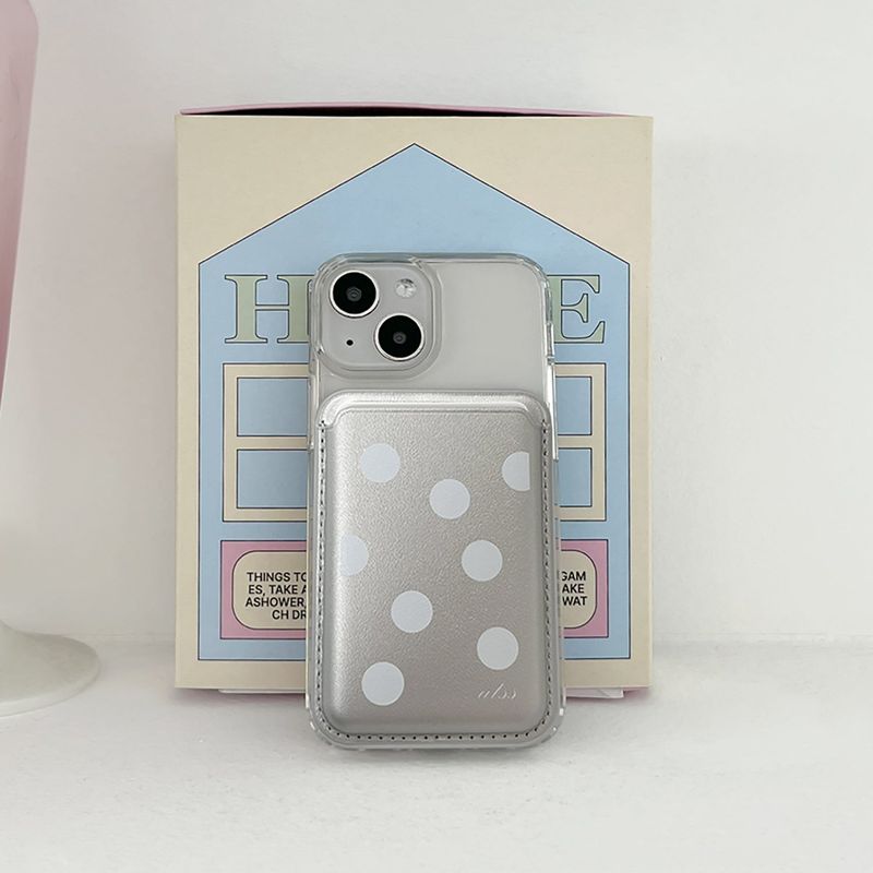 magsafe case dot silver leather card wallet set
