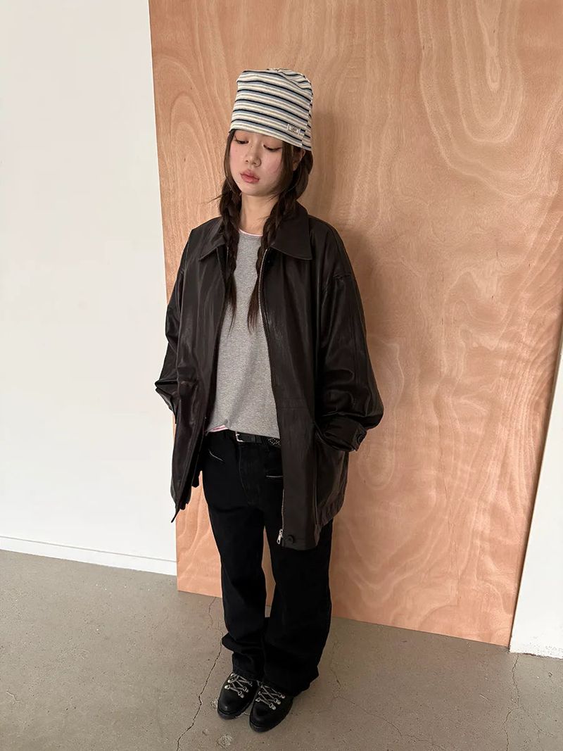 leather half jacket