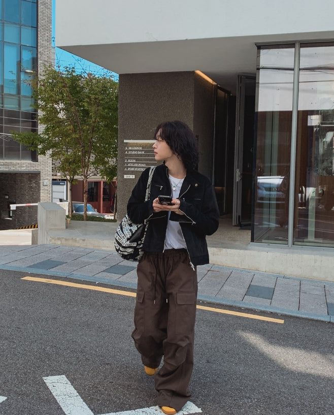 Wild pin tuck cargo cotton pants