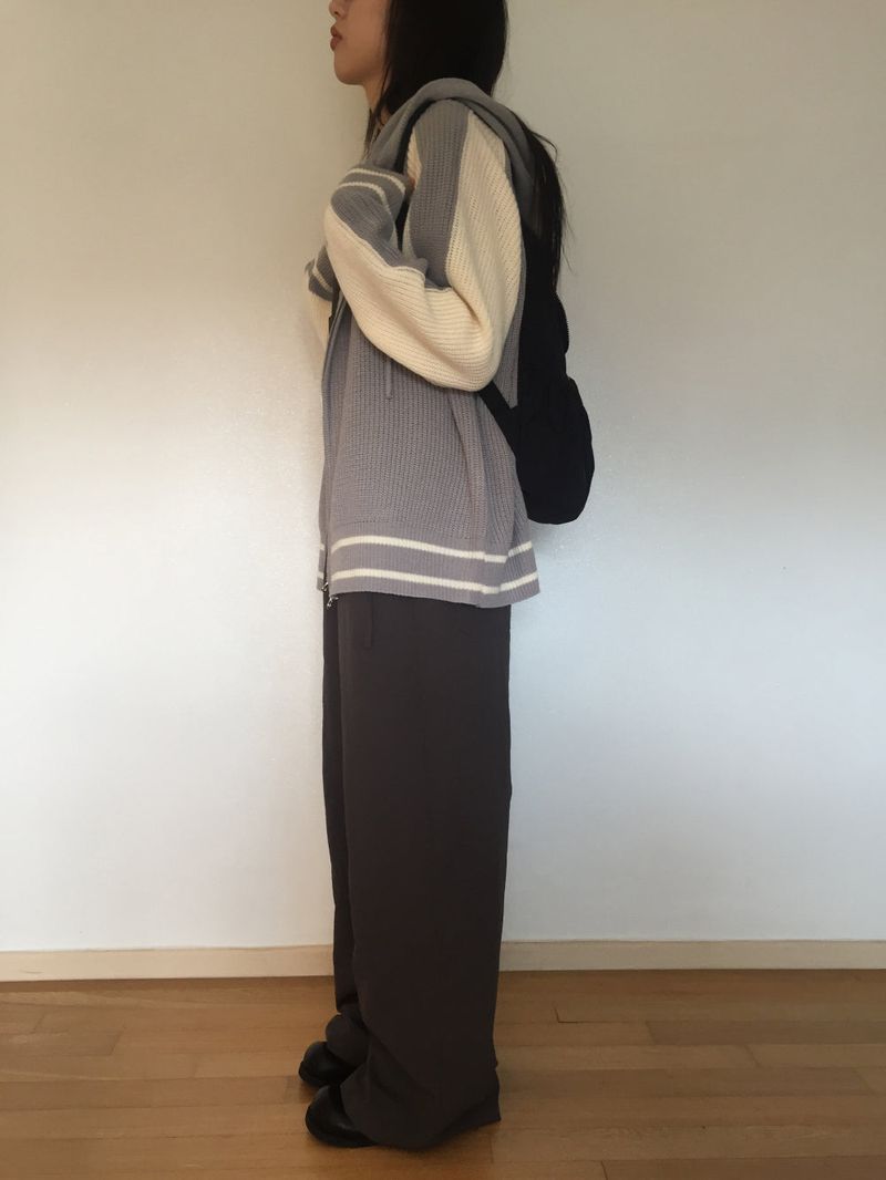 Coloring Hooded Zip-Up Knitwear (4 colors)