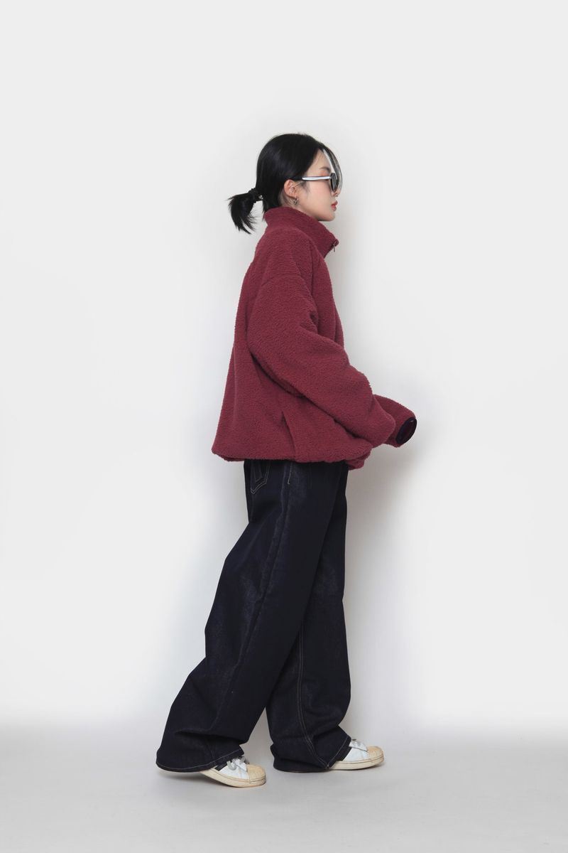 Flower Boa Fleece Zip-Up