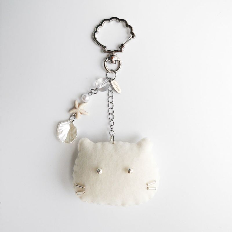 [soft keyring] seaside cat (ivory)