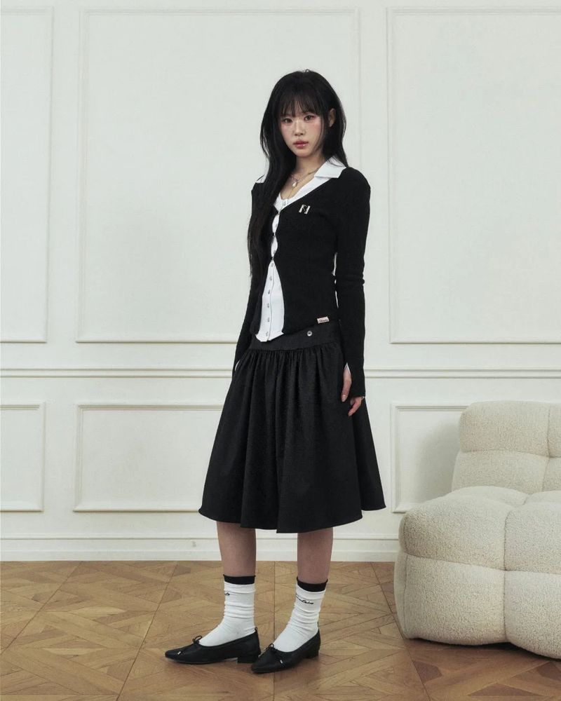 MUMU クラシックボタンミディスカート