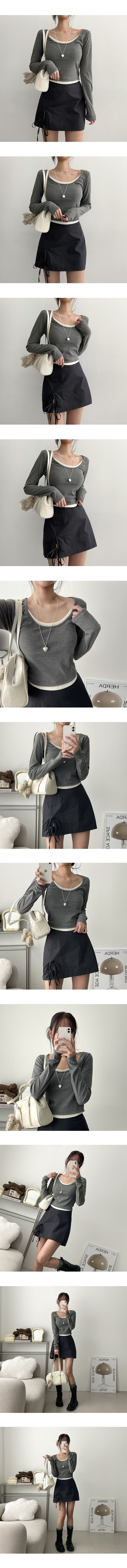 Jeans Back-banded Ribbon String Mini-Skirt