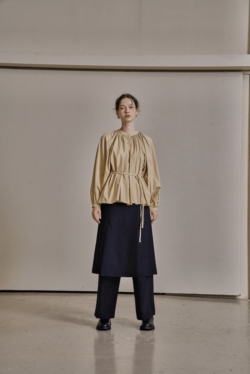 cle(クレ)の「WOOL TWILL SETUP SKIRT_NAVY(Skirts)」