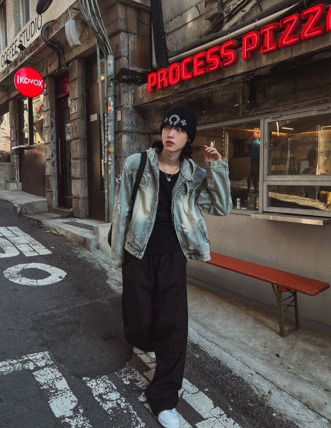 Chris damage hooded denim jacket