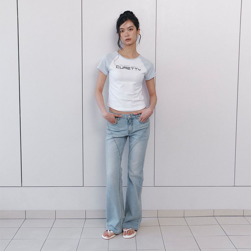 C CONTRAST RAGLAN SLIM T-SHIRT_LIGHT BLUE