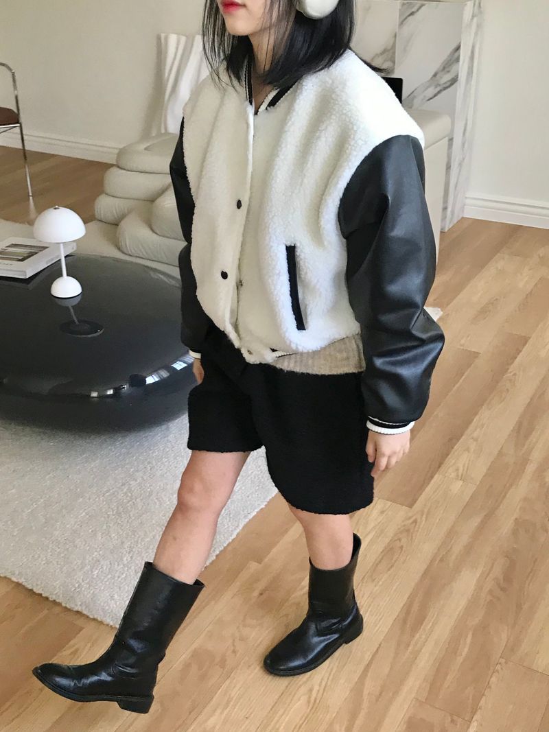 Blando fleece varsity jacket