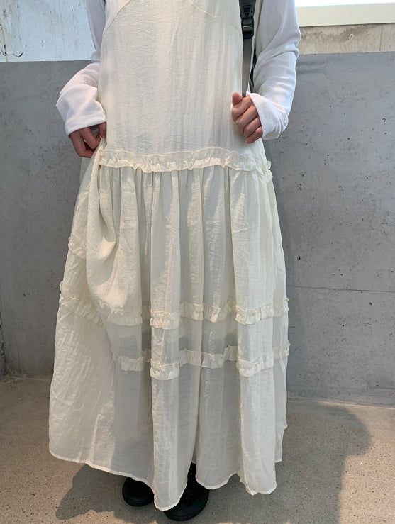 Himet Frill Tiered Sleeveless Long One Piece