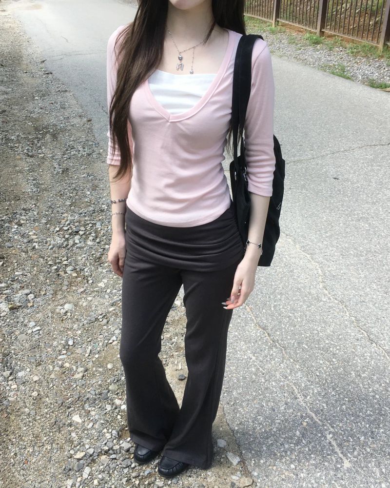 V neck layered T