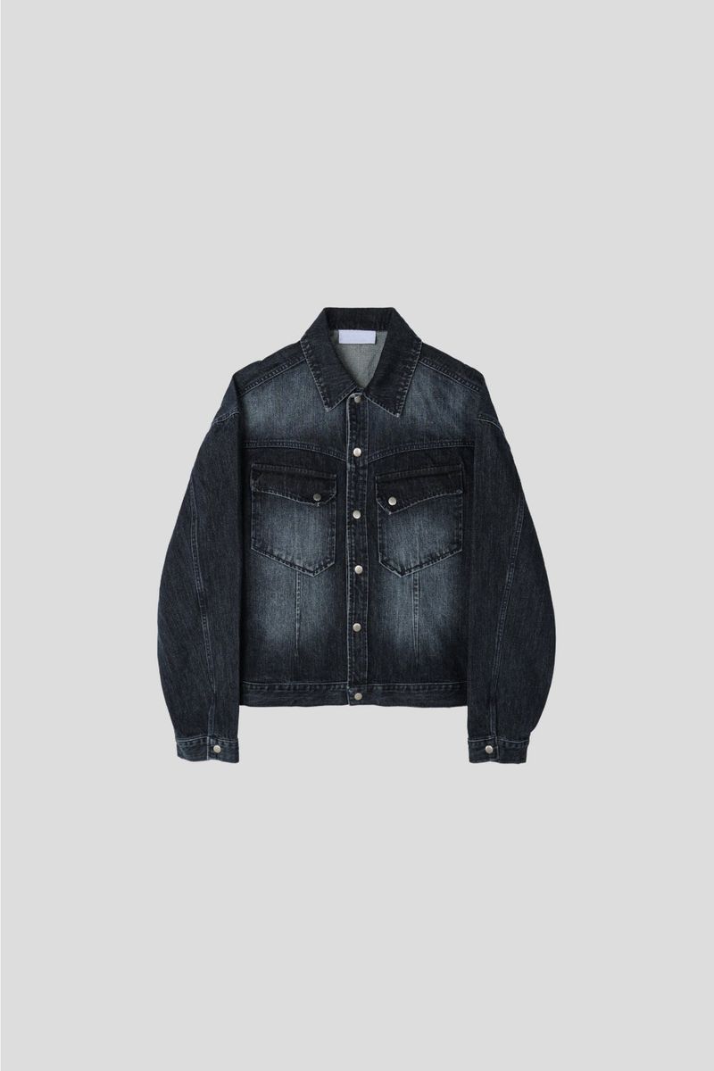 LMN Unbay Western Cropped Oversized Denim Jacket (2 colors)