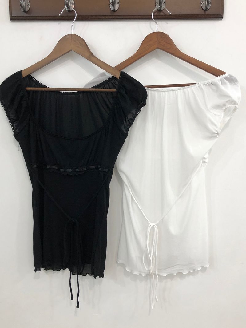 Sheer Lace Ribbon Top