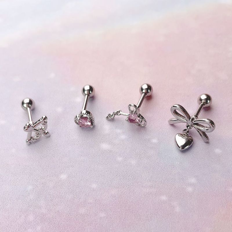 [SET] Cupid Ribbon Heart Piercing