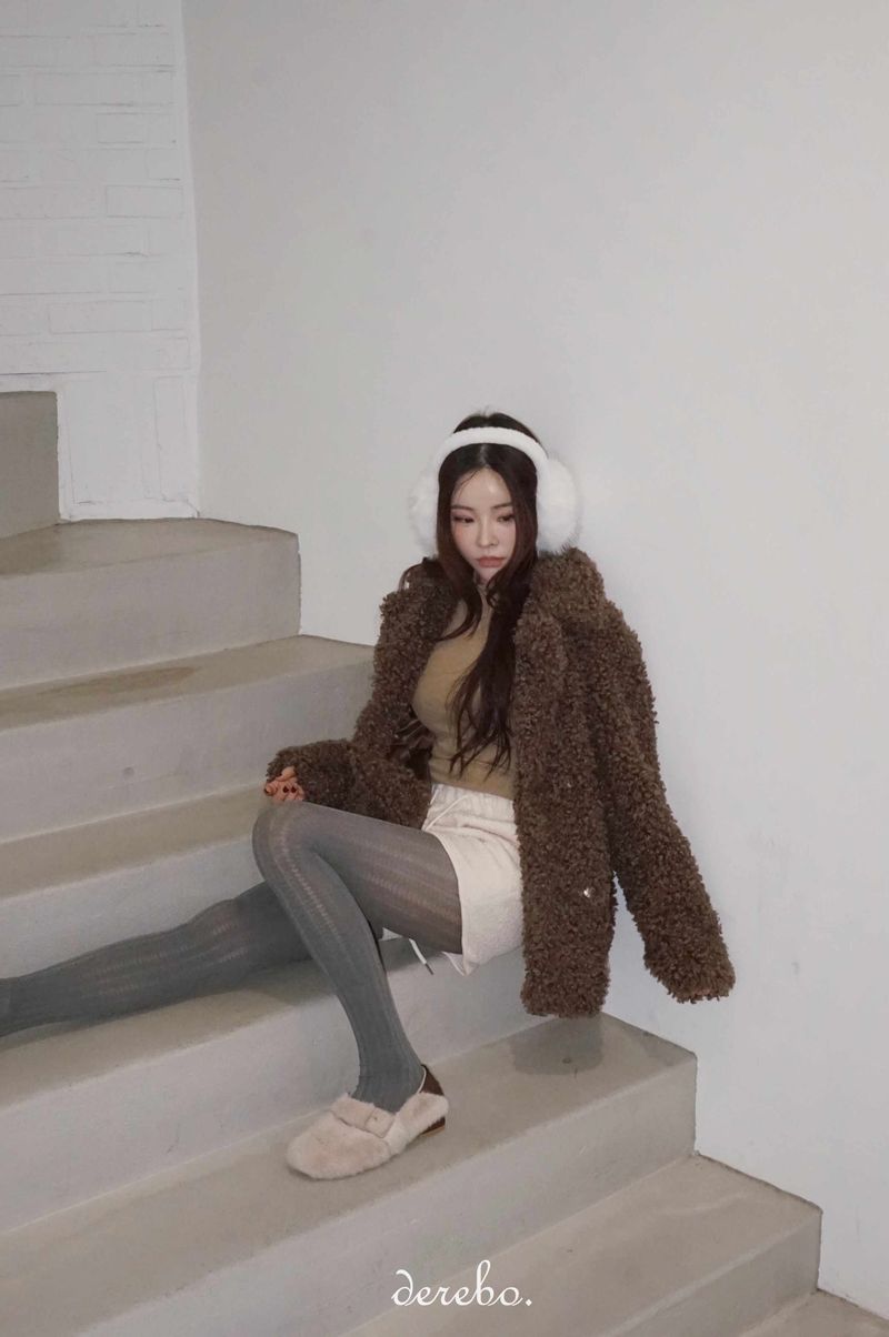 Dark Brown Poodle Fur Jacket