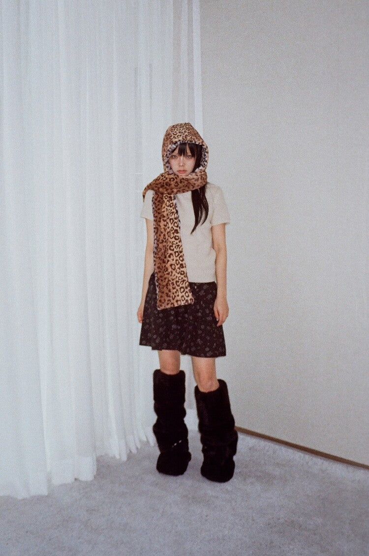 Leopard reversible hood muffler (brown)