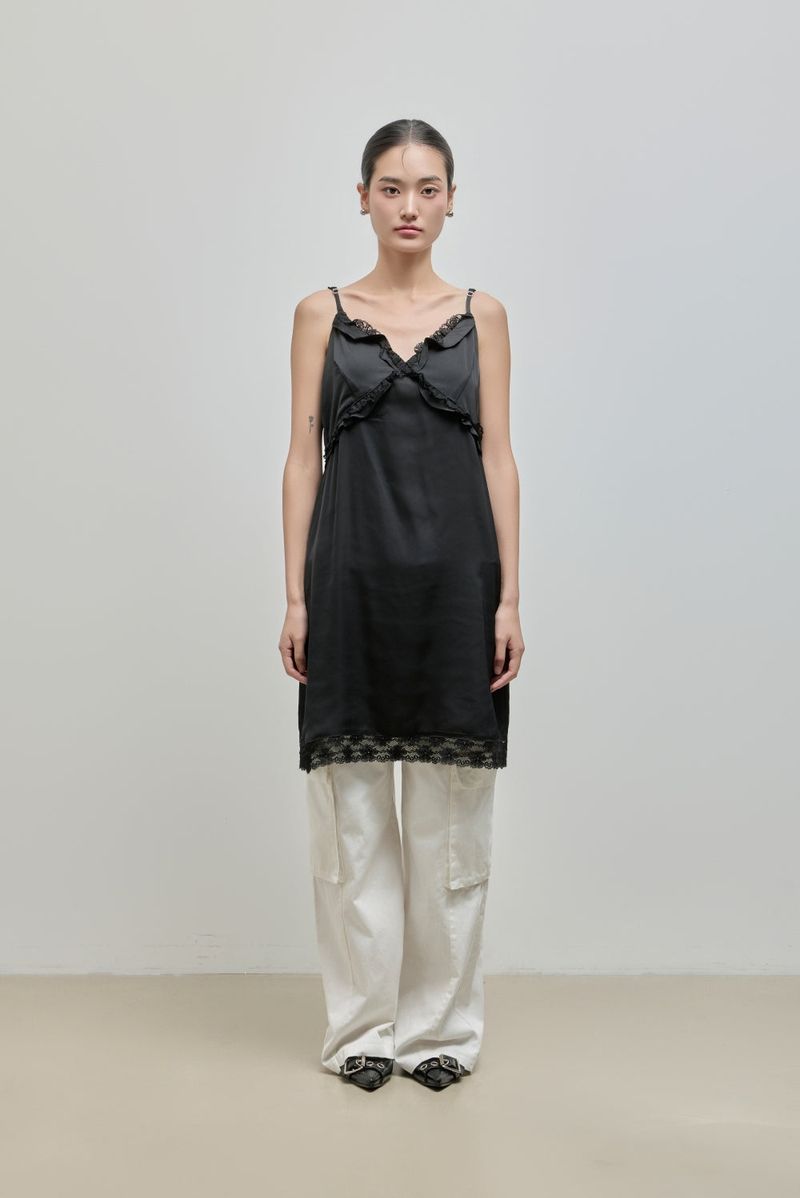 Silky Lace Bustier Dress_Black