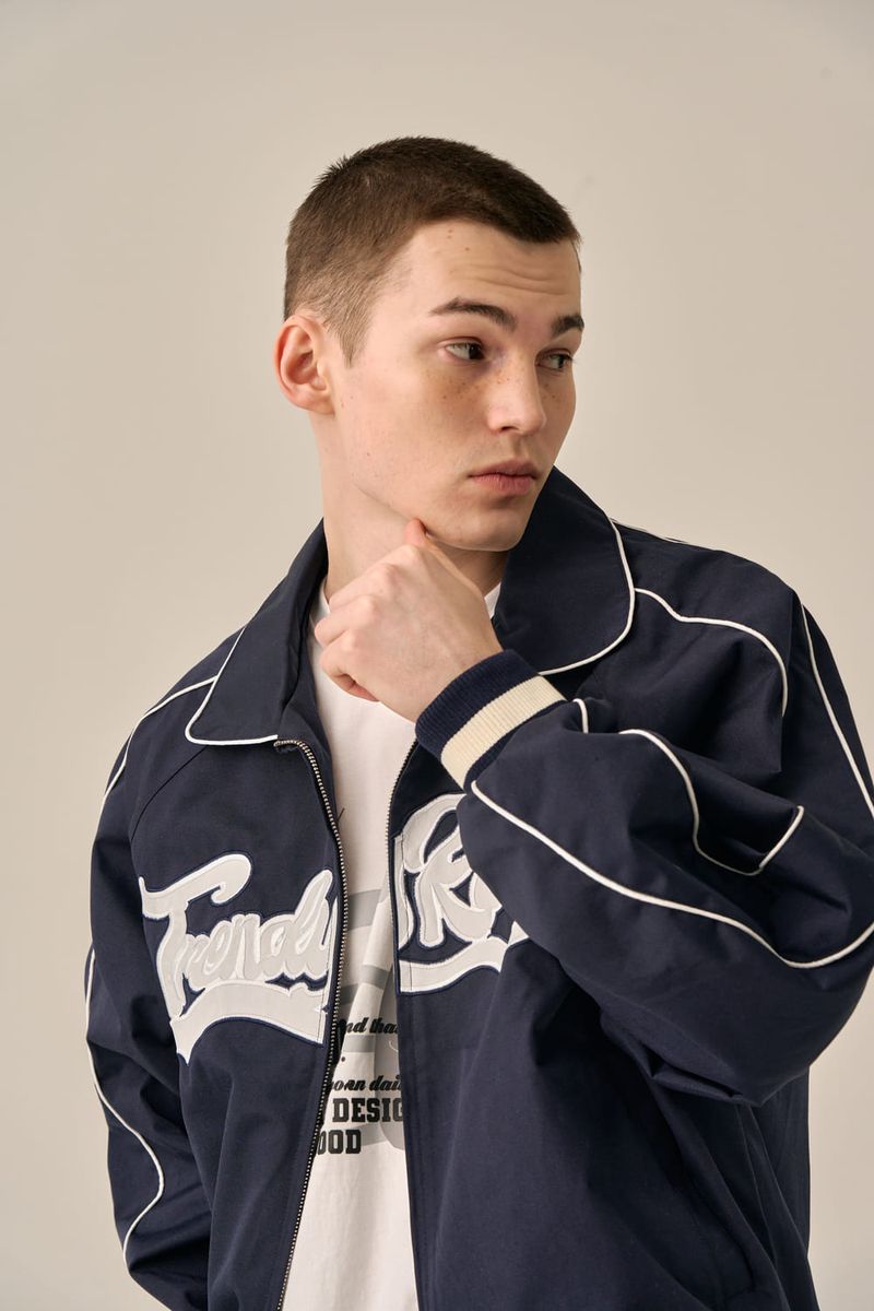 BIG LOGO PIPING BLOUSON - NAVY