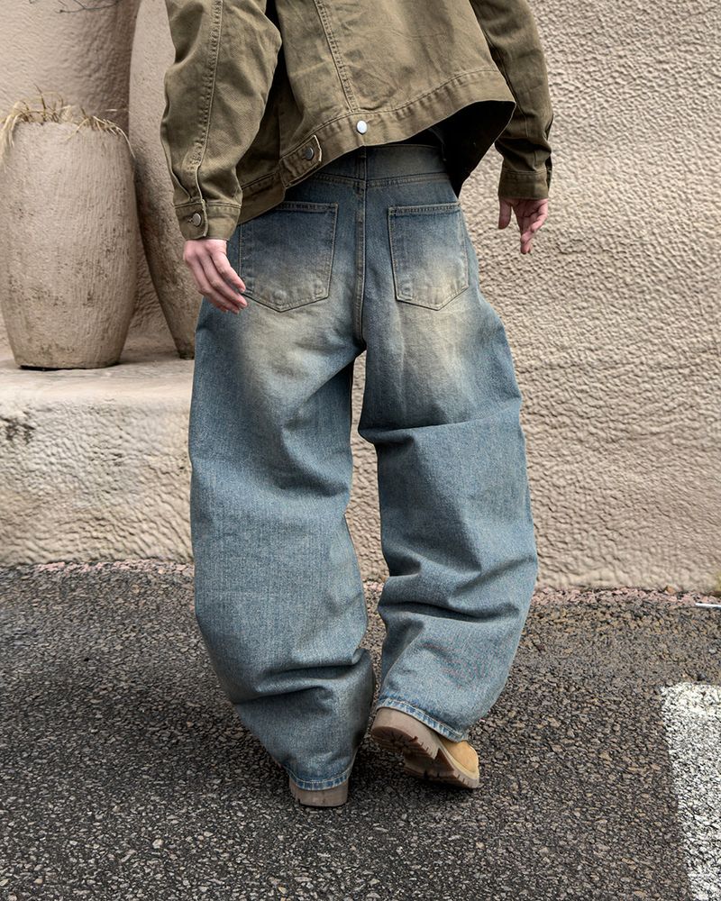 Roy Distressed Wide Denim Pants