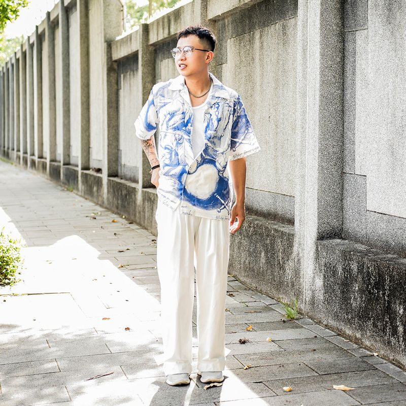 Japanese-style Straight Pants with Hem Buttons