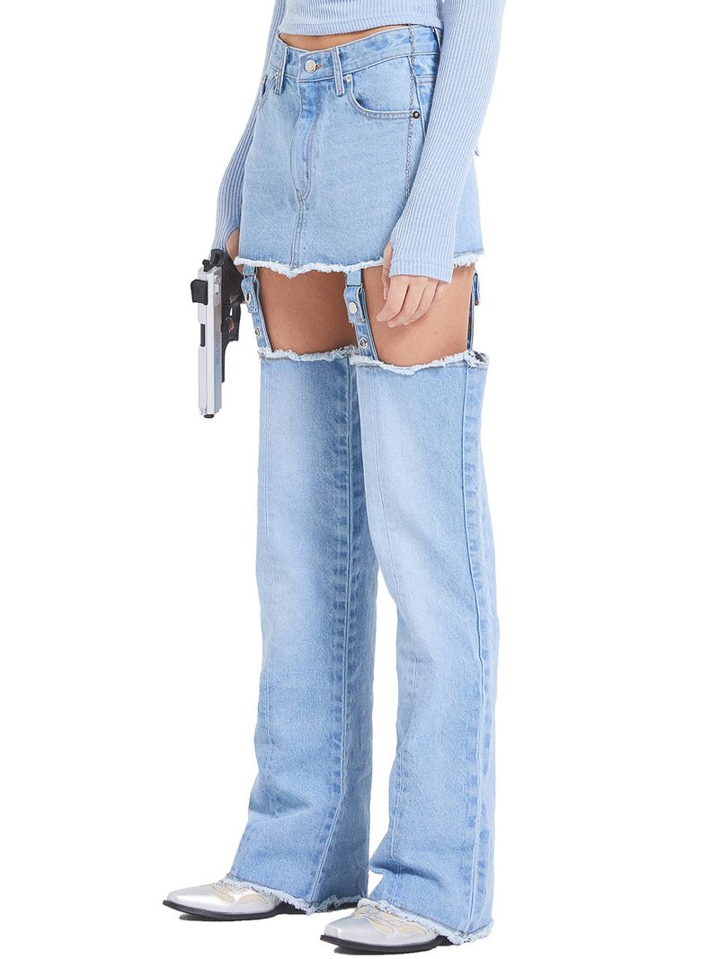 crank（クランク）の「LAYERED DENIM SKIRT_L.BL（Skirts）」