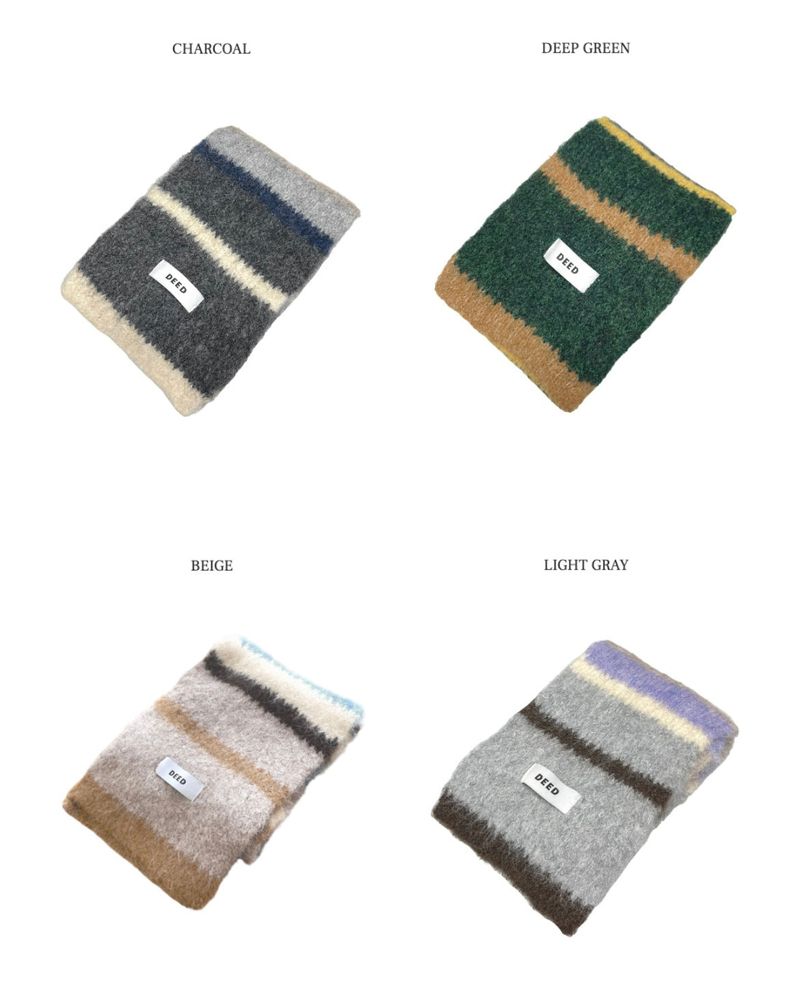 Phyton Mohair Wool Stripe Muffler 4C