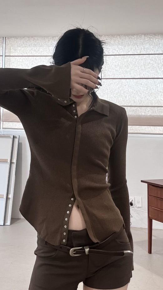 Snap cuffs collar knit