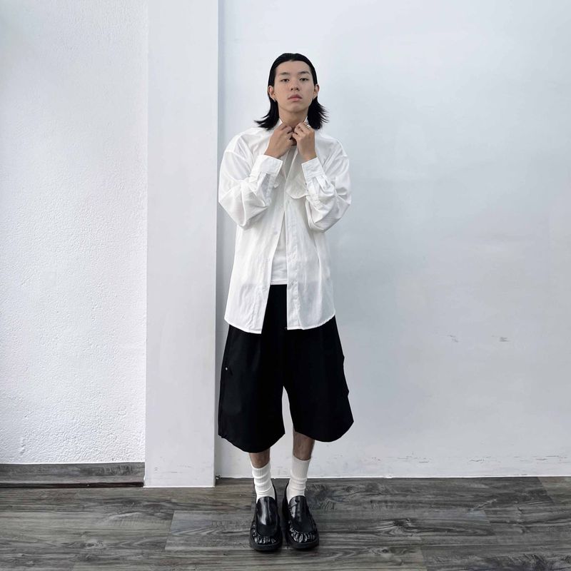 Micro-crinkle Baggy Shirt