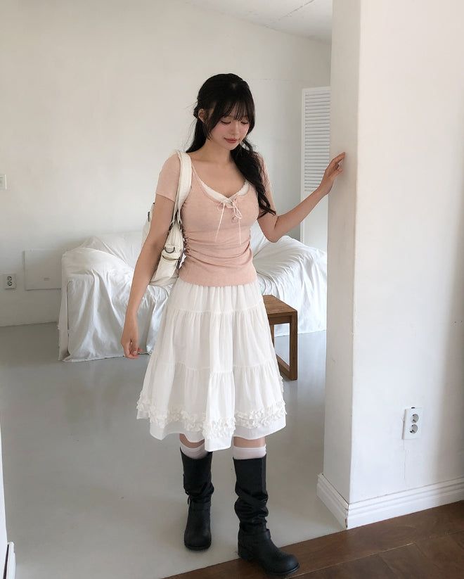 Eti Frill Tiered Midi Skirt