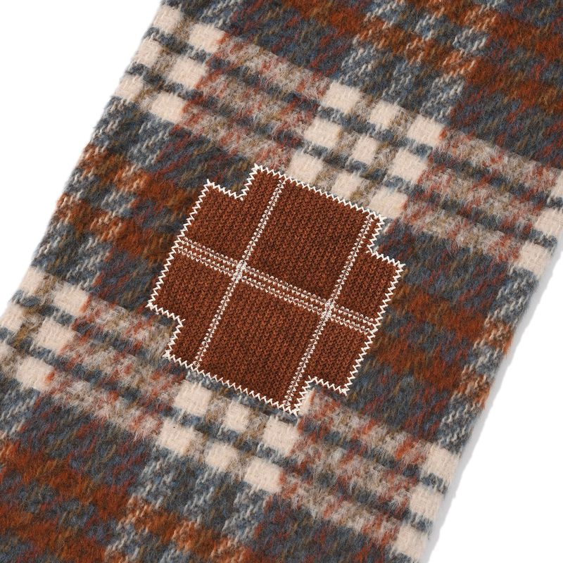 Crochet check muffler / Blue Orange